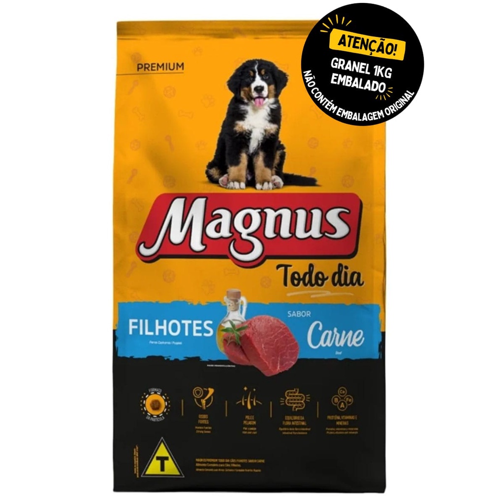 Ração Magnus Premium Todo dia Carne para Cachorros Filhotes - 1kg Granel