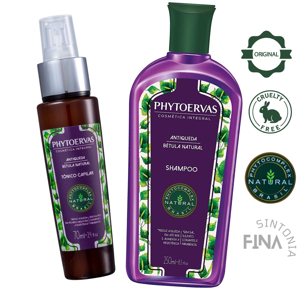 kit Tônico Capilar Antiqueda 70ml + Shampoo Antiqueda Bétula Natural Phytoervas 250ml