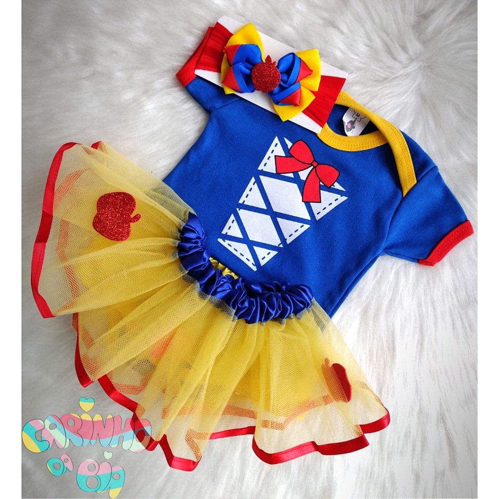Body Temático Mesversário bebê menina - Branca de Neve em Oferta na Shopee