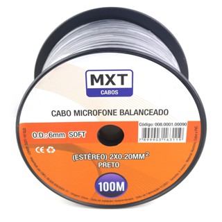 Cabo Microfone Balanceado Estereo / Dmx Rolo C/ 100 Metros