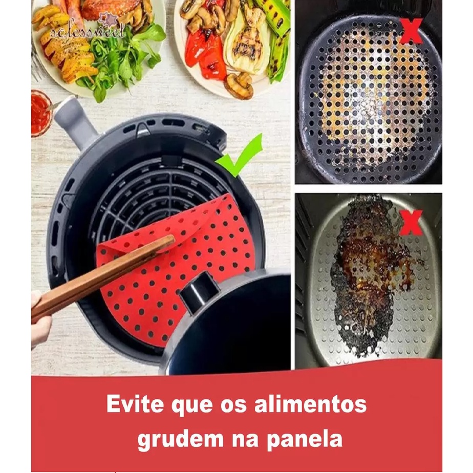 Tapete Protetor De Silicone para Fritadeira elétrica Airfryer Redondo e quadrado