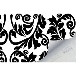 Revestimento Adesivo Papel de Parede Contact Arabesco Preto e Branco