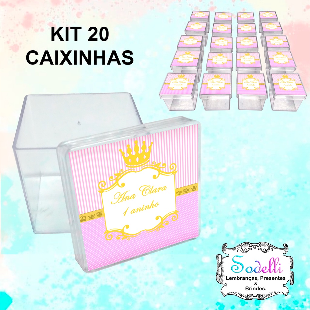 20 Lembrancinhas Princesas - Caixinhas Acrílicas Personalizadas