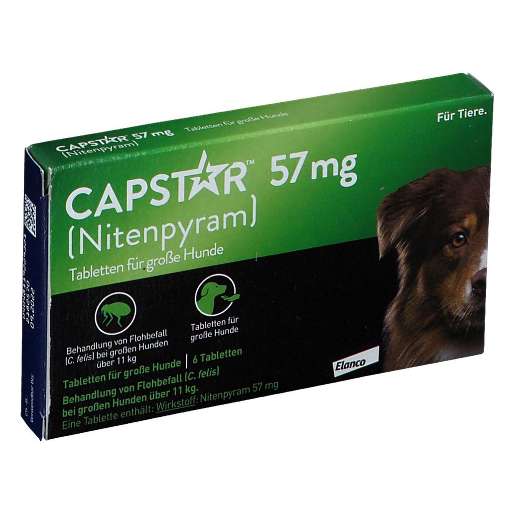 Capstar Antipulgas 57mg 6 Comprimidos para Cães Gatos de 11 a 57kg Elanco em Oferta na Shopee