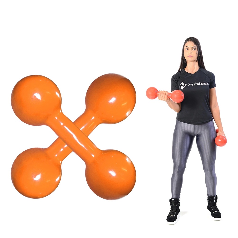 Halter Emborrachado 0,5Kg Peso Academia Musculação Profissional Treinamento Treino em Casa Anilha Natural Fitness