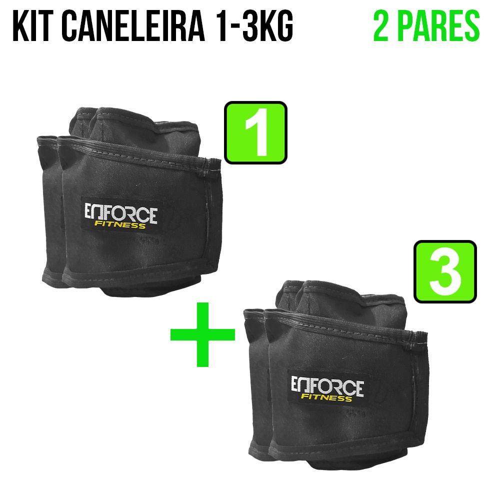 Kit Caneleira Peso Tornozeleira 1kg e 3kg Treinar Pernas Academia Treinar Perna Crossfit Funcional