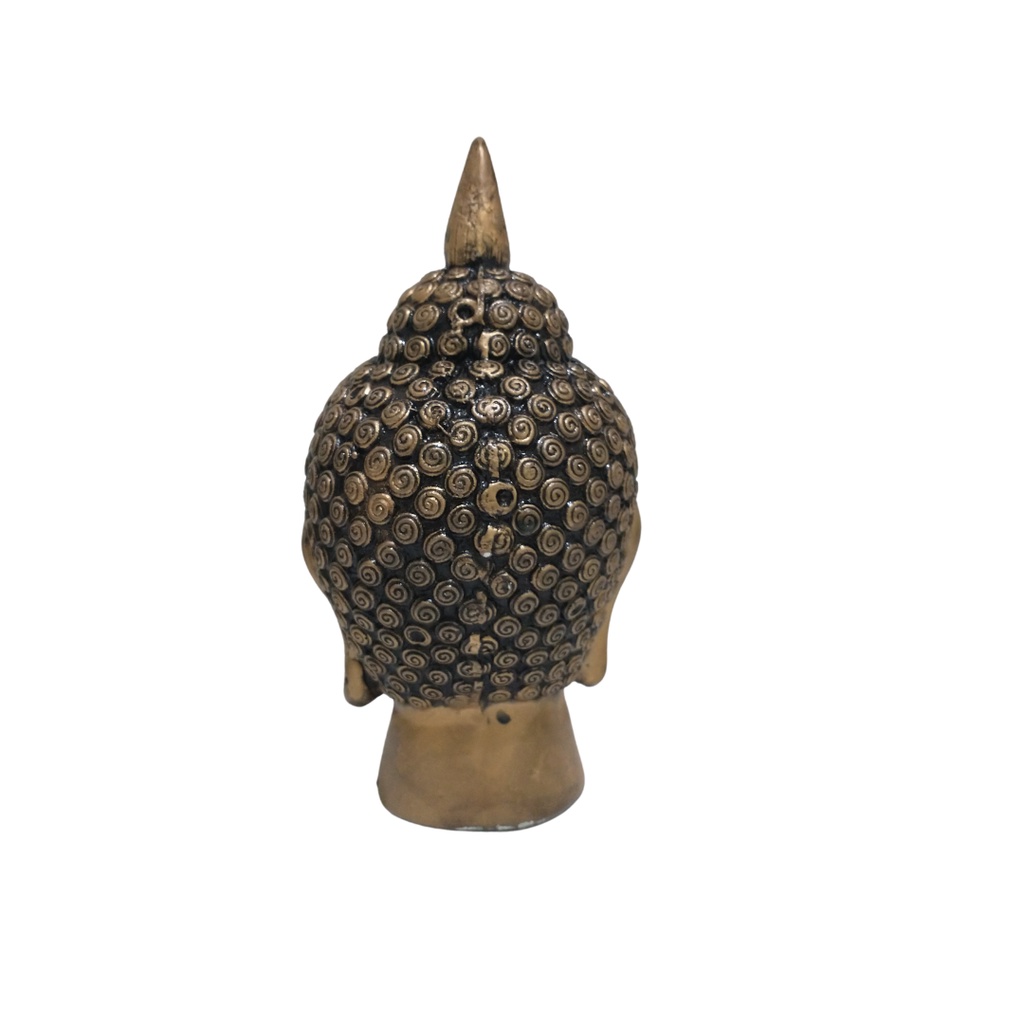 Kit Estátua Busto De Buda Hindu + Flor De Lotus Dourado Prata