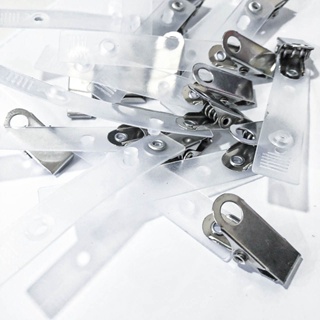 100 Unidades Presilha Jacaré Clip Fita Leitosa Crachá em Oferta na Shopee