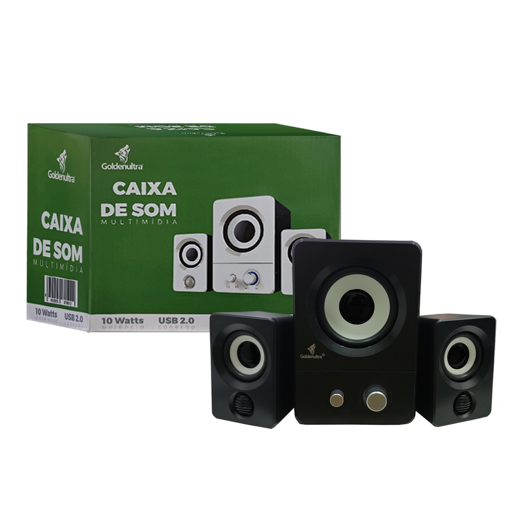 Caixa de Som 2.1 para PC com Subwoofer: Conexão P2 para Áudio e USB para Alimentação - Som Imersivo e Potente