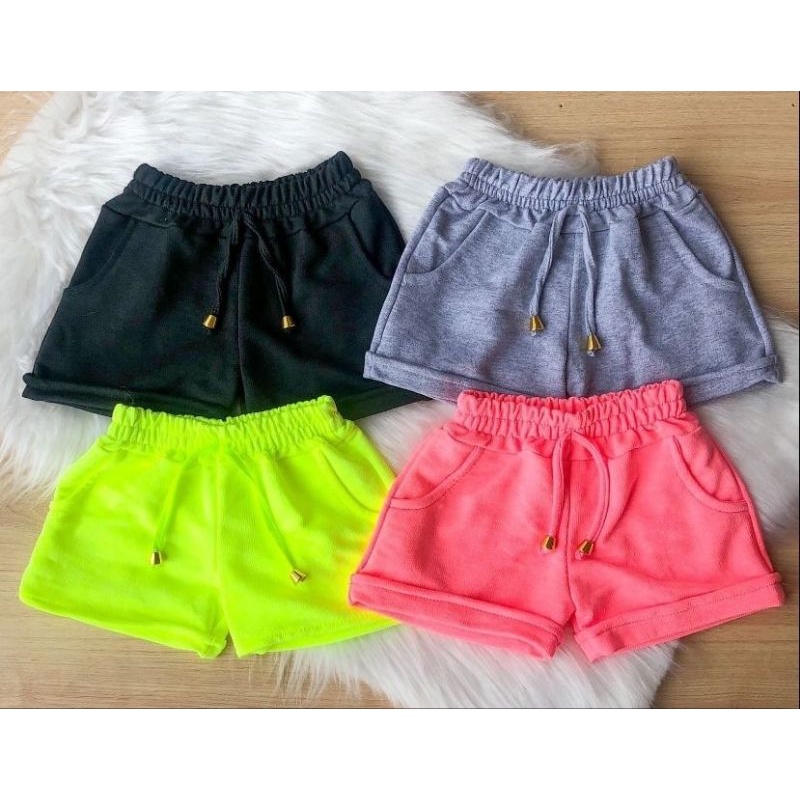 Short Infantil de Menina Com Laço Bermuda Feminina Colorida