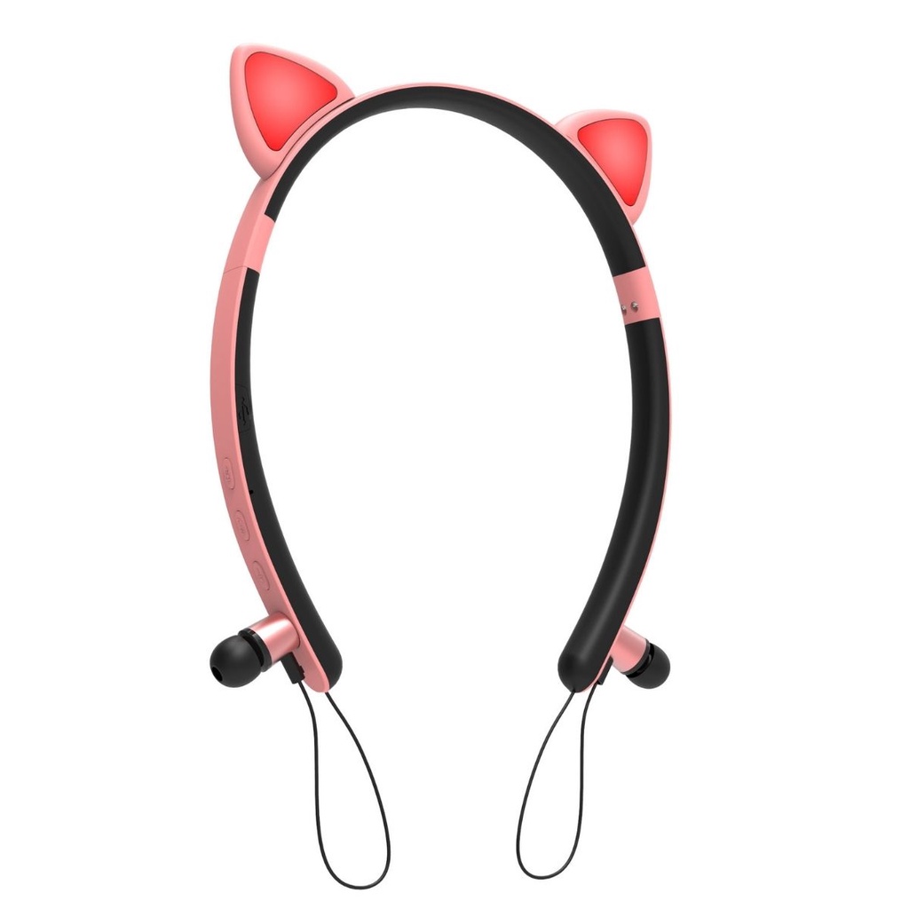 Fone de ouvido Bluetooth Formato Gatinho Tiara Com Luz Led LC-846