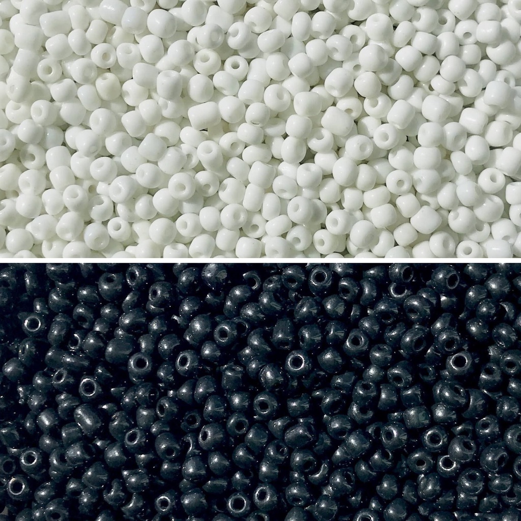 Até 1150 peças Miçanga de Vidro Pacote Pulseira Artesanato Branco e Preto