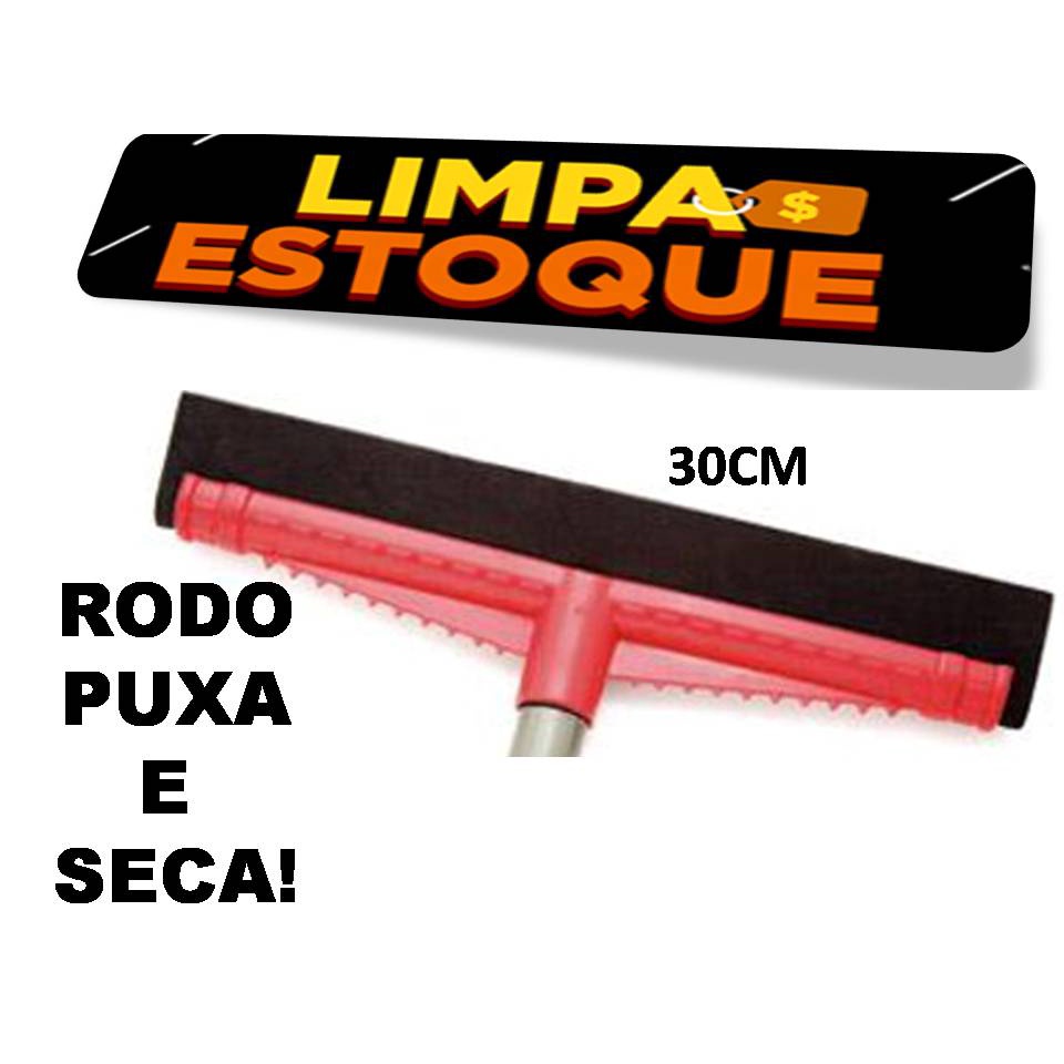 Rodo Plástico 30Cm Puxa E Seca Prático Sem Cabo