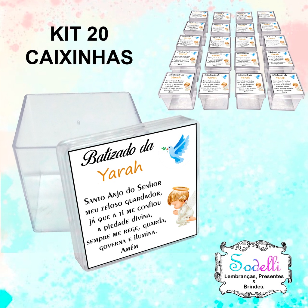 20 Lembrancinhas Batizado - Caixinhas Acrílicas Personalizadas
