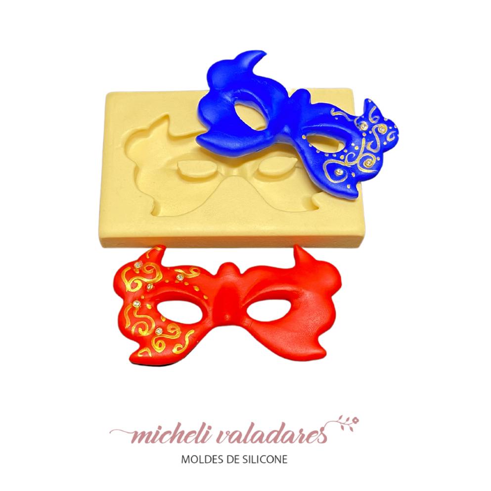 Molde de Silicone Máscara Carnaval 02 - 7,5 cm - Artesanato/Biscuit - Carnaval