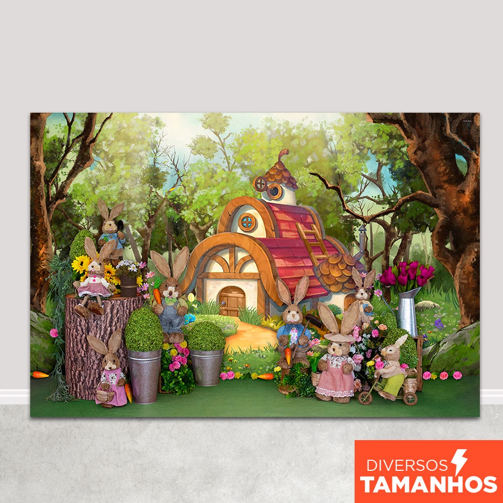 Fundo Fotográfico Cenário de Páscoa Jardim dos Coelhos Painel Em Tecido Sublimado em Oferta na Shopee