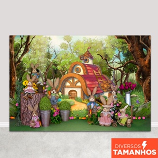 Fundo Fotográfico Cenário de Páscoa Jardim dos Coelhos Painel Em Tecido Sublimado em Oferta na Shopee