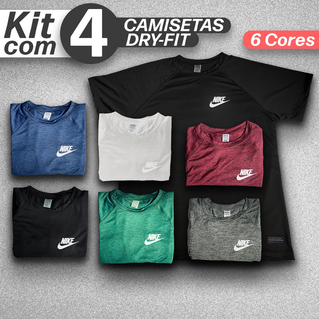 Kit com 4 Camiseta Térmica Esporte Dry Fit Anti Suor