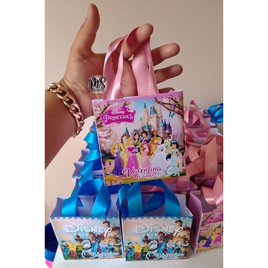 KIT 10/15/20 Mini Sacolinhas Supressa, Festa Princesas da Disney, Lembrancinhas, Aniversário, Personalizadas.