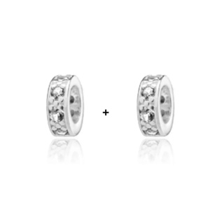 2 Berloque P separador com pedrinhas de zircônia em prata 925 em Oferta na Shopee
