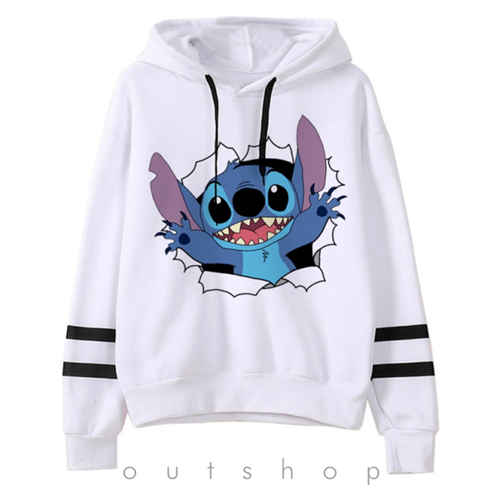 Moletom Stitch Blusa de Frio desenho LILO & STITCH Disney Casaco Branco e Cartoon Stich Azul Love Anime