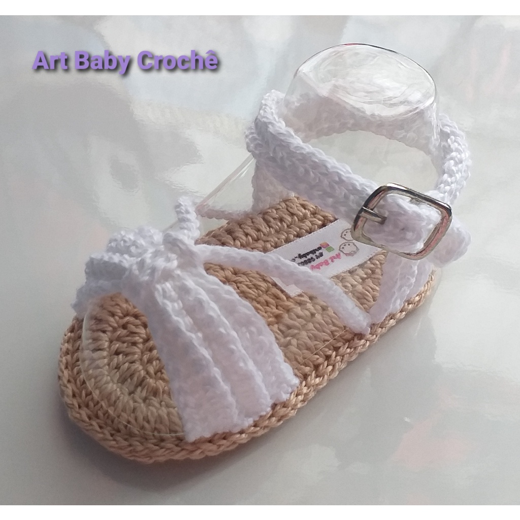 Sandália Clara em Crochê para Bebê e bebê Reborn