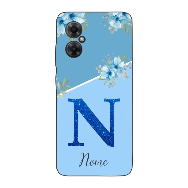 Capinha para Xiaomi Poco M4 5G Anti Impacto Personalizada - Delicate Flowers Azul com nome e inicial