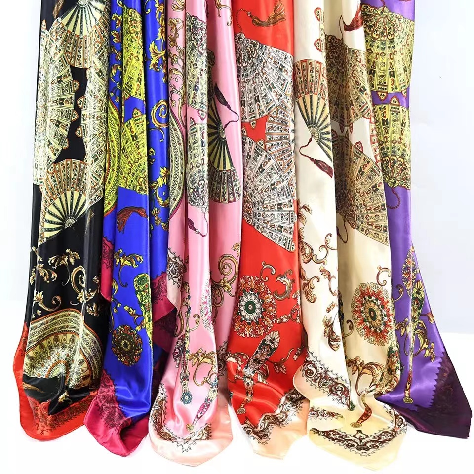 Lenços Cetim Seda Elegante Primavera Grande 90x90 Lenços Tendência da Moda em Oferta na Shopee