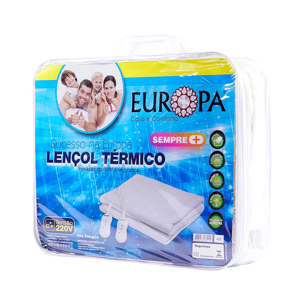 Lençol Térmico 127v e 220v Europa 3 Temperaturas 2 Anos de Garantia + Inmetro