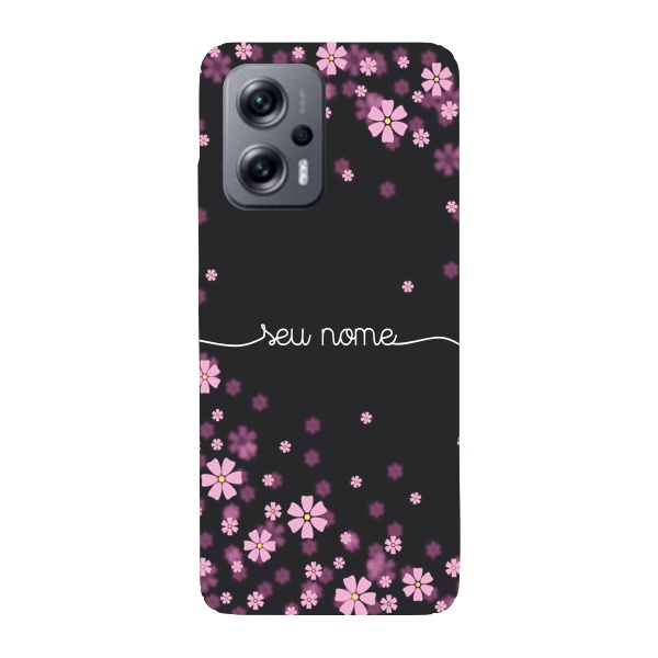 Capinha para Xiaomi Poco X4 GT Anti Impacto Personalizada - Flores Lilás com nome