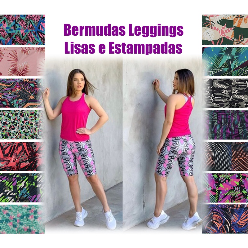 Bermuda Ciclista Feminina Leg Suplex Cós Alto e Cintura com Elastano - Fitness, Academia, Ginástica e Lazer