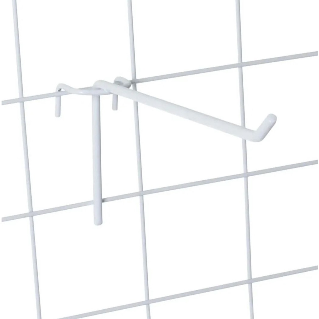 25 Ganchos Expositor Para Tela Aramada 15 Cm Branco