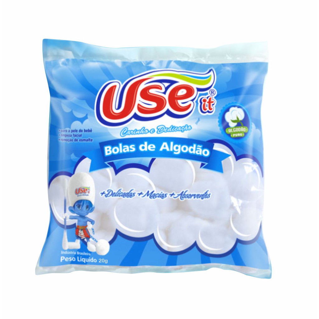 Algodão Bola Branco Remoção de Esmalte Tradicional 20g Use it Para Pele do Bebê Limpeza Facial Multiuso 100% Algodão