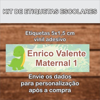 Etiquetas Adesivas Escolares dinossauro Vinil A Prova D