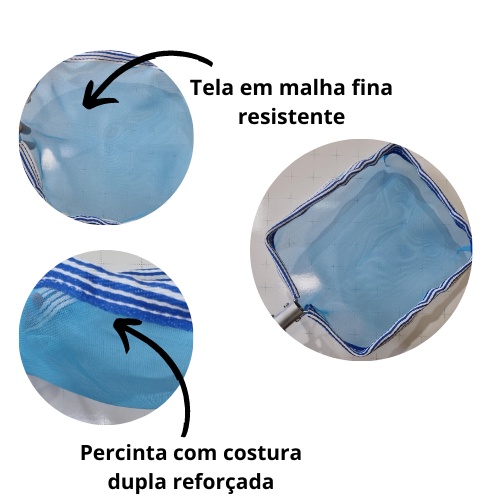 Peneira Metálica rede nylon ultra resistente para limpeza de piscinas — imagem 2 de 2