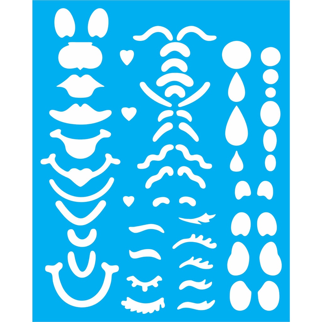 Stencil Régua Rosto De Boneca 50 Modelos Boca Olhos Cílios ,