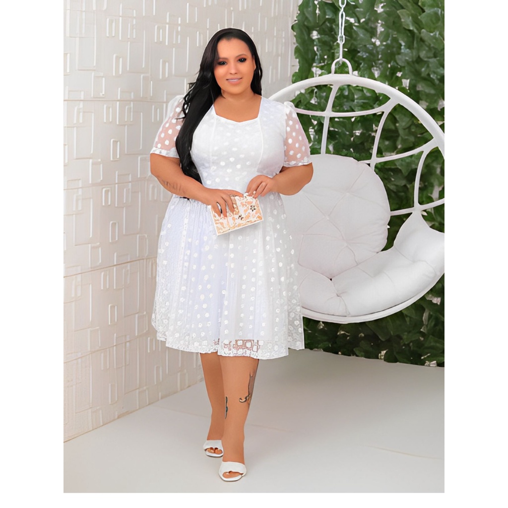 Vestido Casamento Civil Branco Plus Size | Shopee Brasil