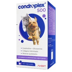 Condroplex 500mg 60 Cápsulas Suplemento para Cães e Gatos Avert