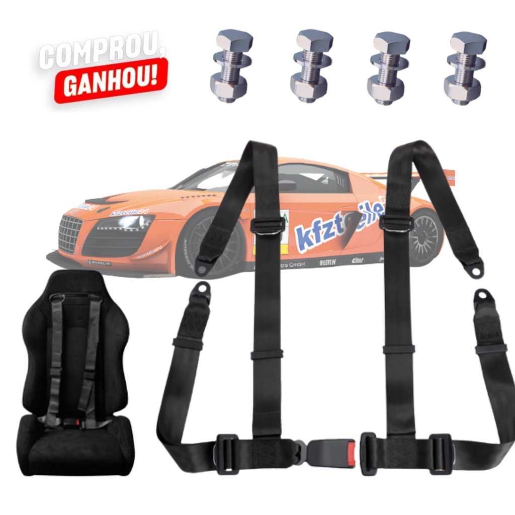 Cinto de Segurança Automotivo 4 Pontas Pontos P/ Jeep Gaiolas Buggy Competição - 1 Peça