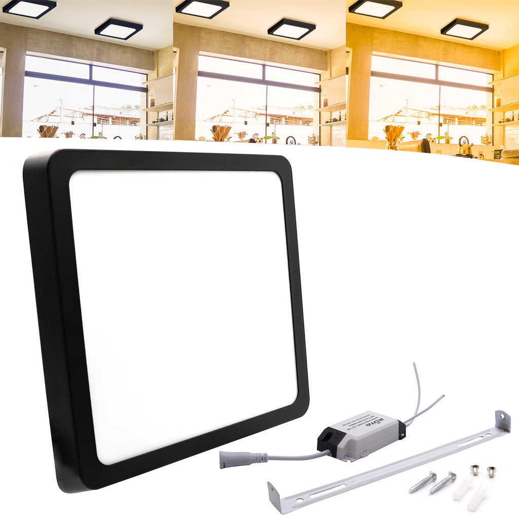 Painel Plafon Led Sobrepor 18w Bivolt Quadrado Preto em Oferta na Shopee