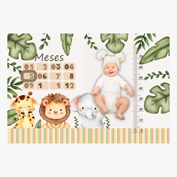Cenario Tapete Mesversario Fotos Acompanhamento Mensal Menino Savanah em Oferta na Shopee
