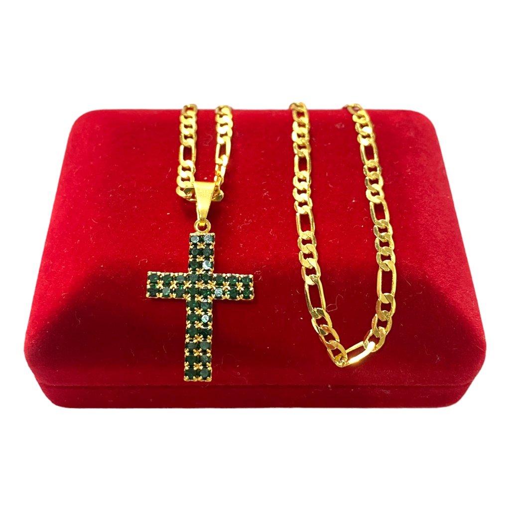 Cordão Banhado em Ouro 18K 3x1 3MM - MINI CRUZ COM ZIRCÔNIA -  BANHO DE OURO 18K - UNISSEX