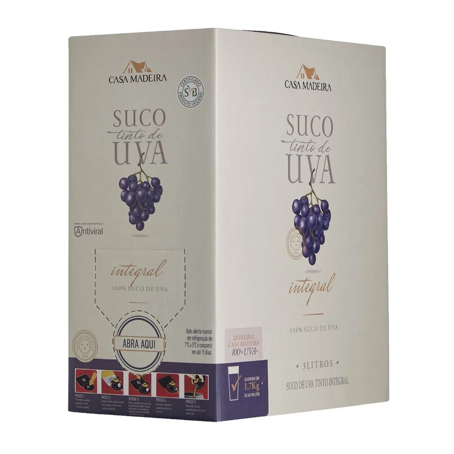 Suco de Uva Integral Casa Madeira - 3 Litros Bag in Box