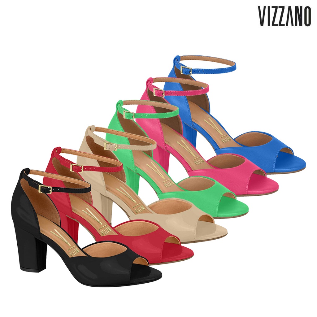 Sandália Salto Grosso Baixo Vizzano Lisa Calcanhar Fechado - 6262.406 em Oferta na Shopee