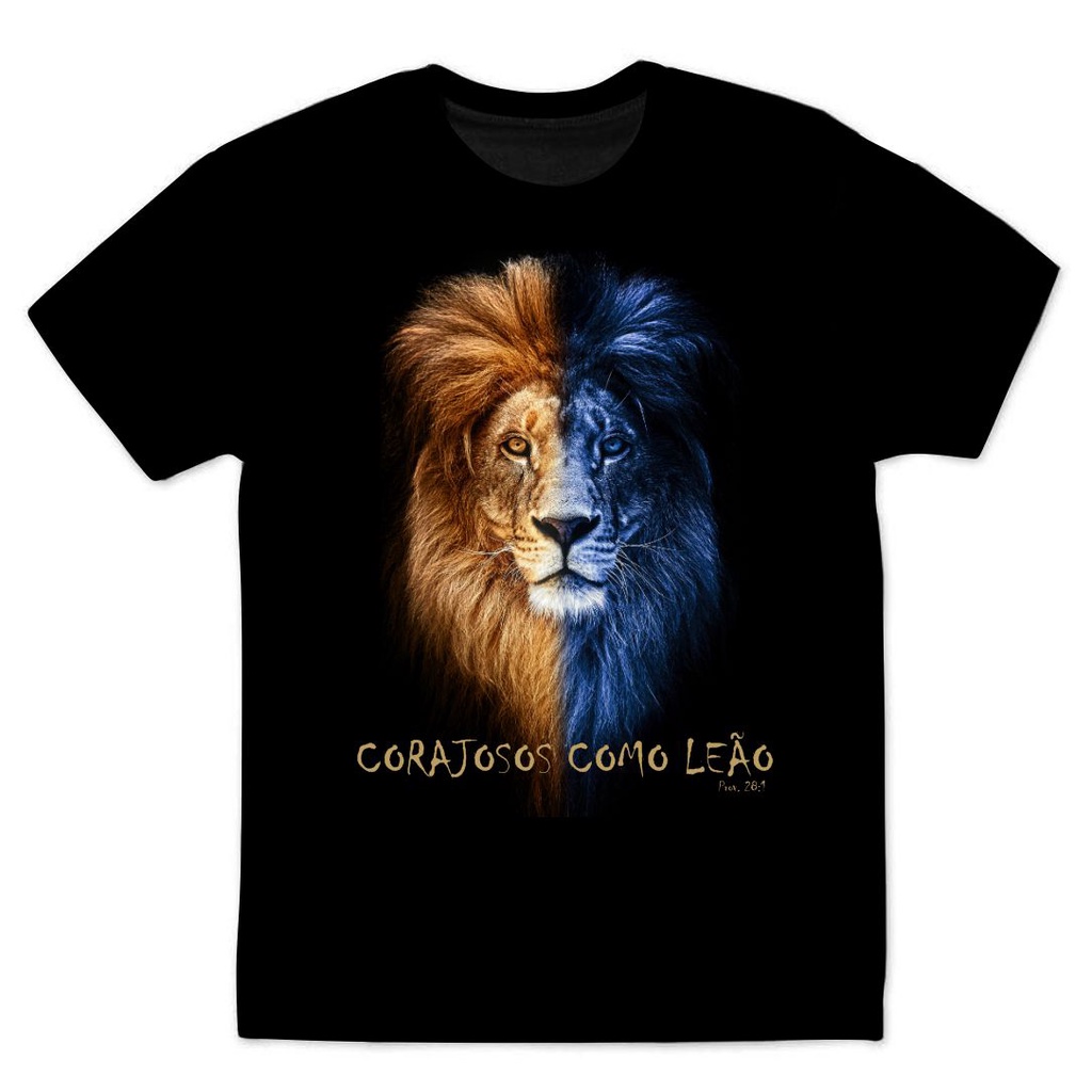 Camiseta Blusinha Gospel Evangélica O Leão/ Leão Corajoso