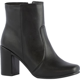 Coturno Feminino Confortável Salto Alto Grosso Bota Bico Quadrado Fashion Macia Zíper Botinha Blogueira Square