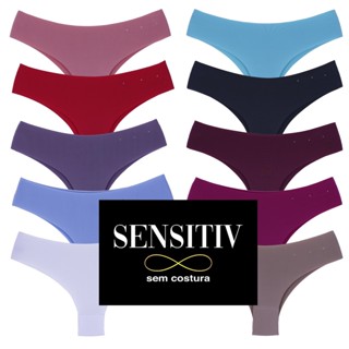 kit com 10 calcinhas tanga sensitiv sem costura corte laser original