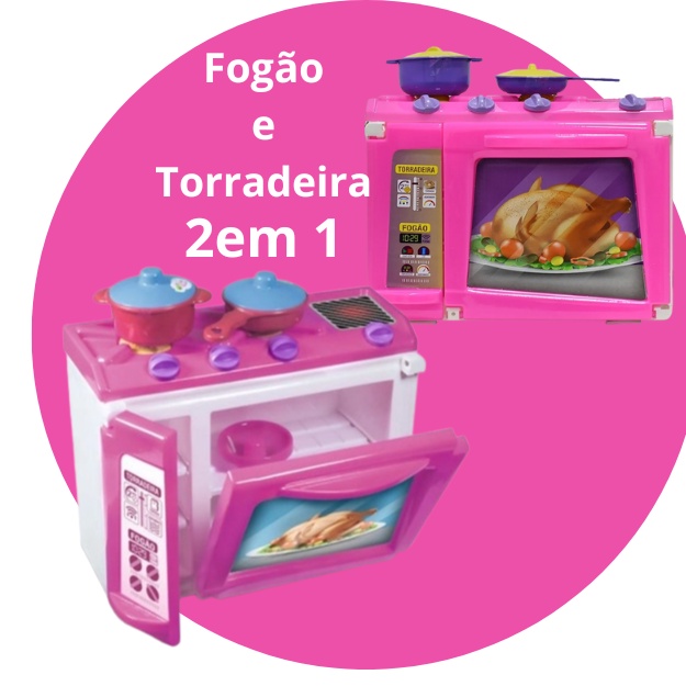 Brinquedo Fogão e Torradeira Infinity Rosa e Branca - Lua de Cristal