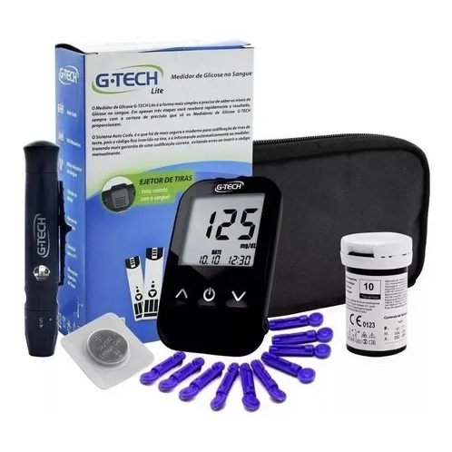 Kit Medidor De Glicose Lite Completo G-Tech Com Tiras em Oferta na Shopee