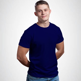 Camiseta Azul Marinho Lisa Básica Premium 100% Algodão 30.1